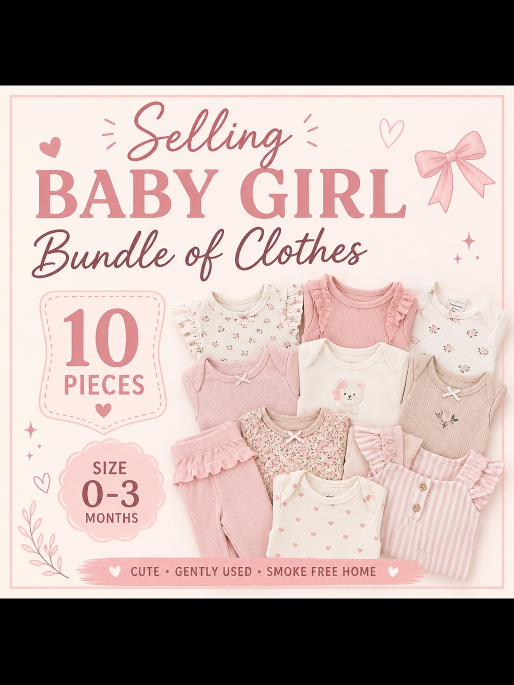 Baby Girl 10-Piece Clothing Bundle - Pink & Cream